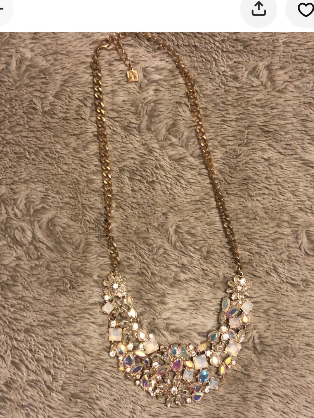 Park Lane Elsa Gold Crystal Statement Necklace - Iridescent Multi-Color w /Gold - Picture 11 of 12